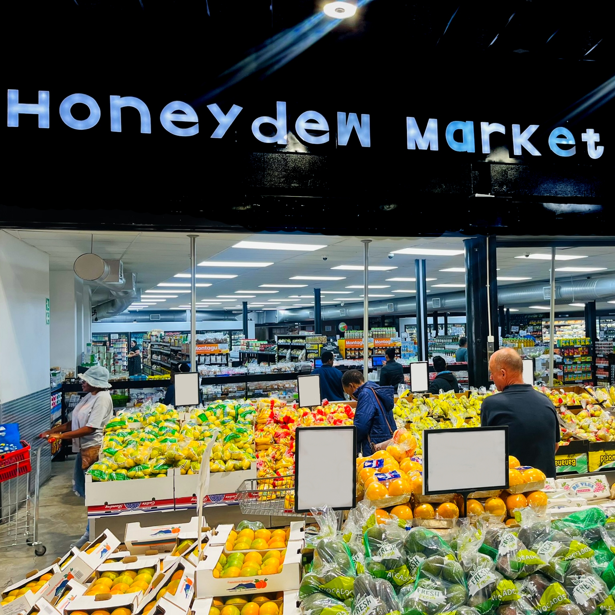 Fresh produce inside Honeydew Market