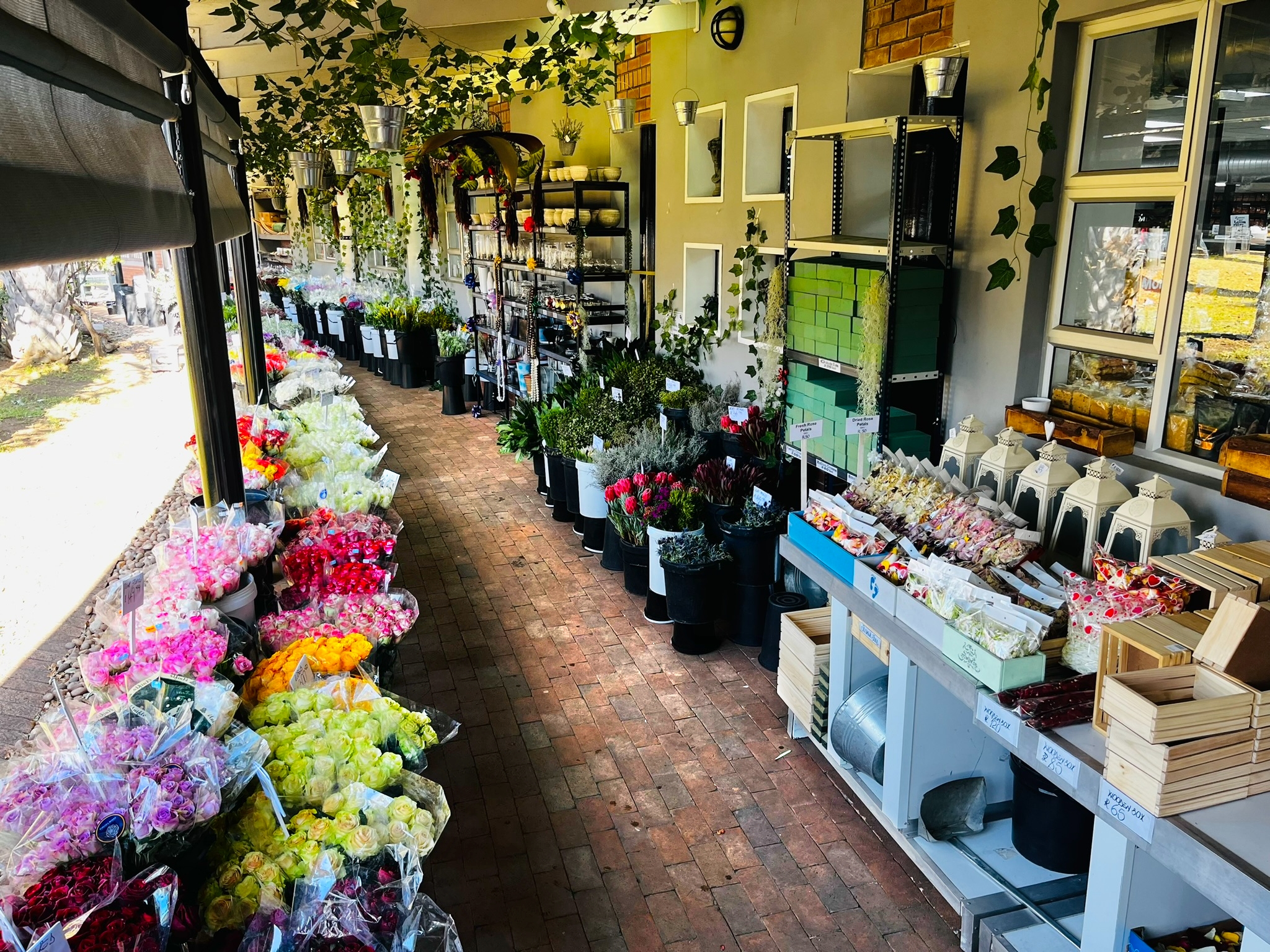 Flowers on display at Honeydew Flower Market
