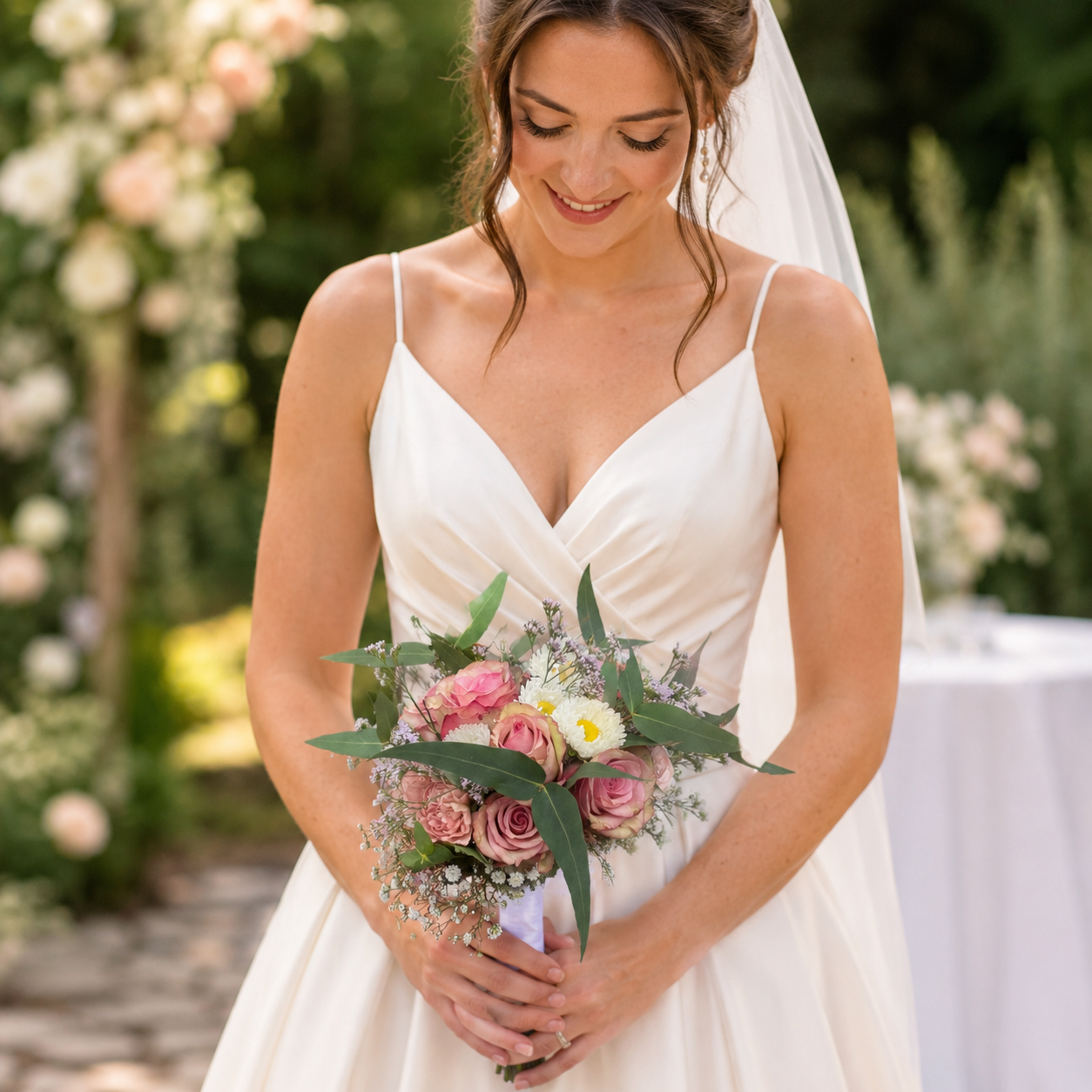 BB009_BridalBouquet_VintagePinkRose_Eucalyptus